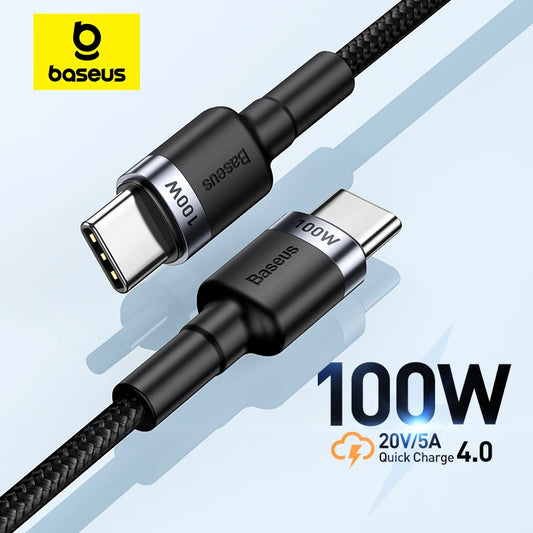 Baseus USB Type C To USB C Cable For iPhone 17 16 100W/5A PD Fast Charging
