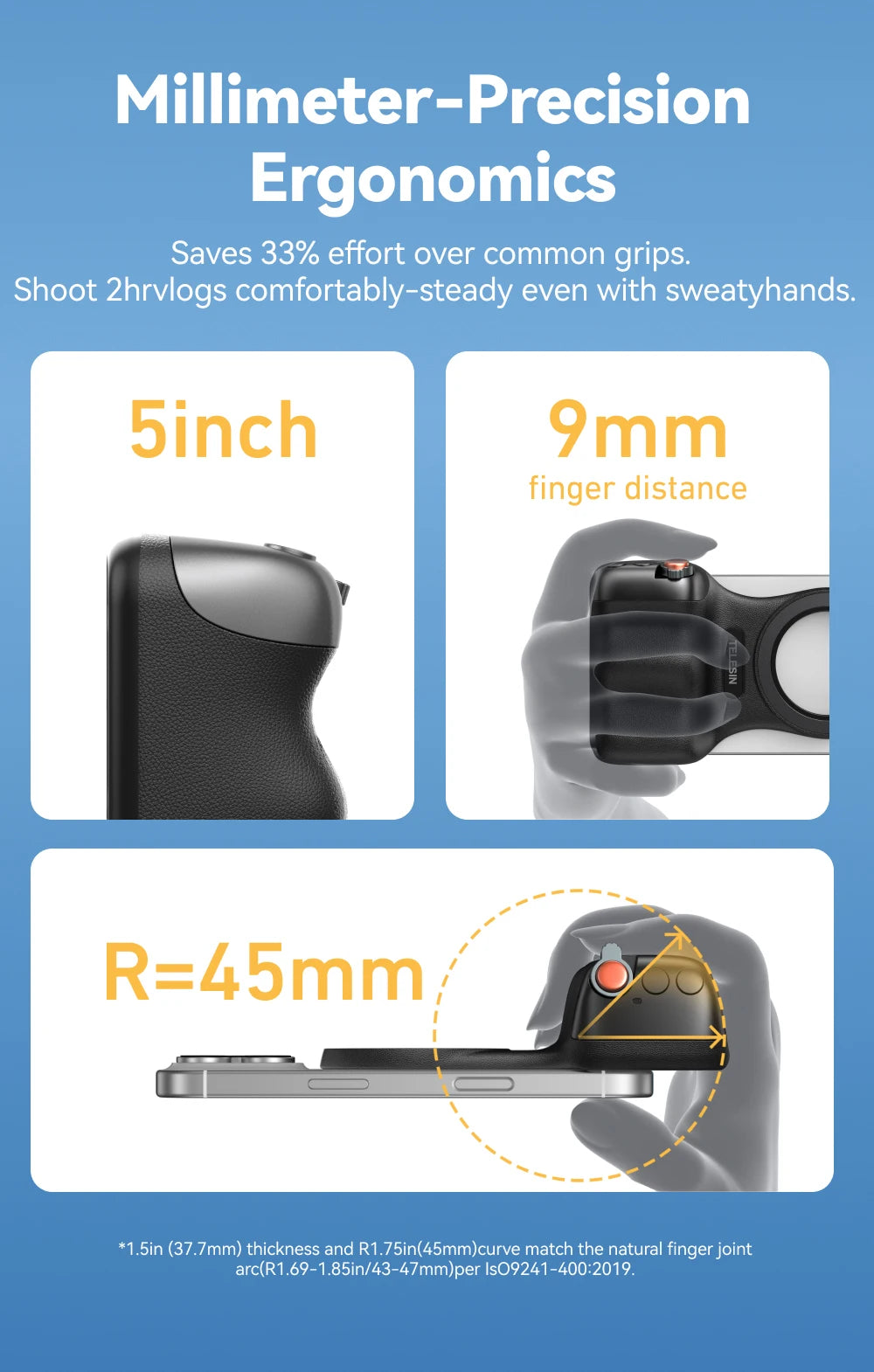 TELESIN Magnetic Phone Camera Shoot Hand Grip Phone Holder Shooting Aid Remote Control Handle for Smart Phone iPhone Android