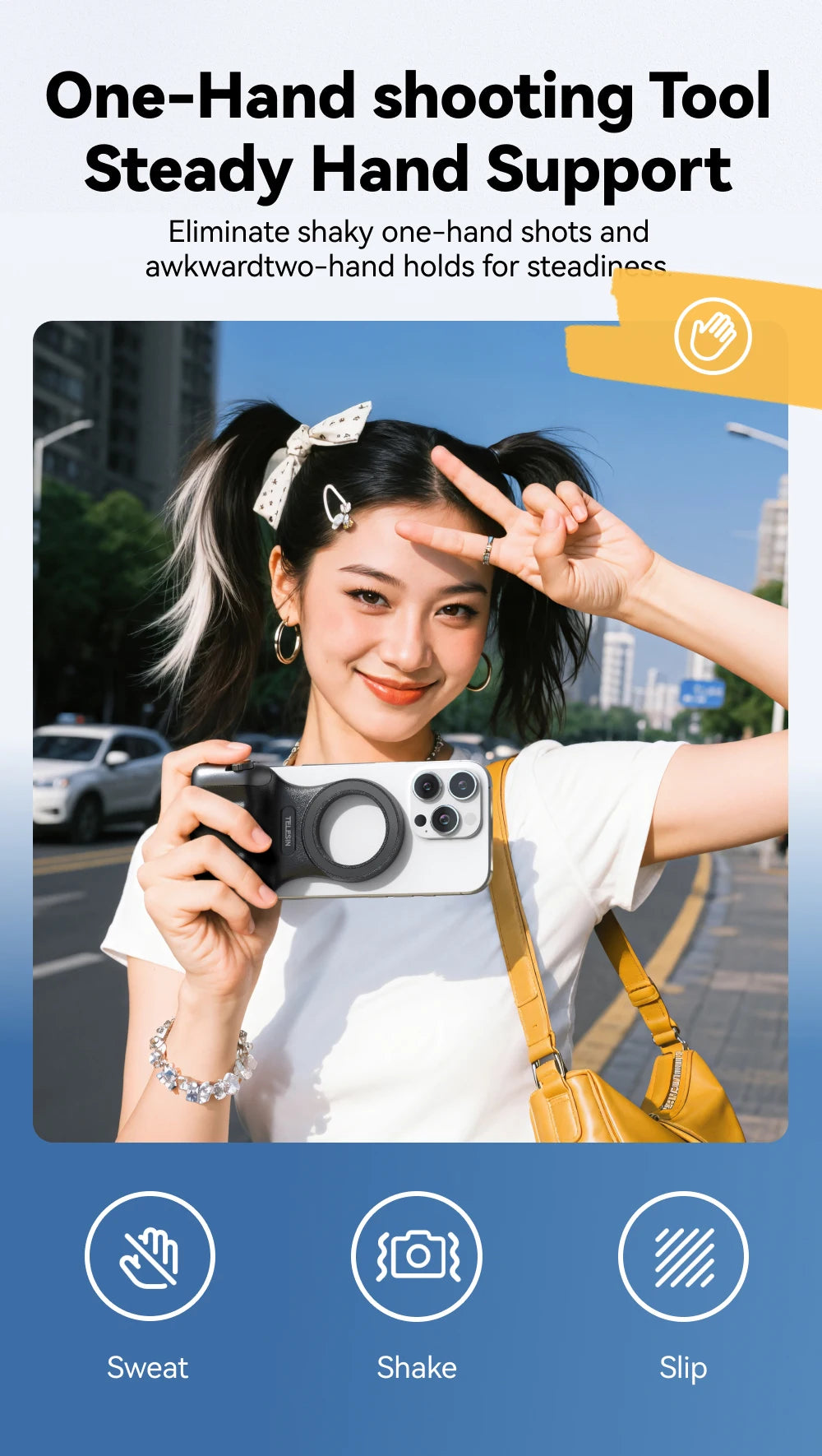 TELESIN Magnetic Phone Camera Shoot Hand Grip Phone Holder Shooting Aid Remote Control Handle for Smart Phone iPhone Android