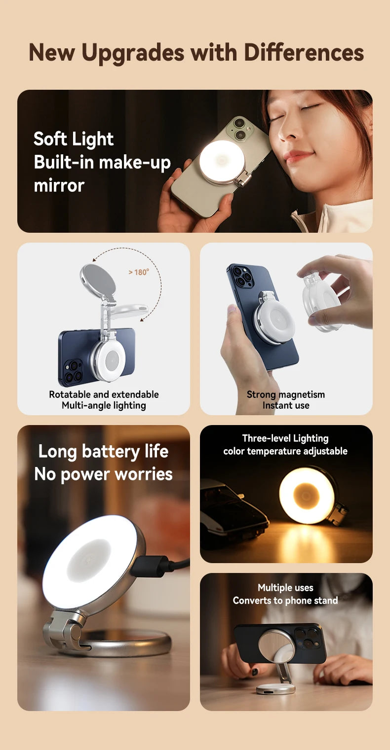 TELESIN Magnetic Phone Camera Shoot Hand Grip Phone Holder Shooting Aid Remote Control Handle for Smart Phone iPhone Android