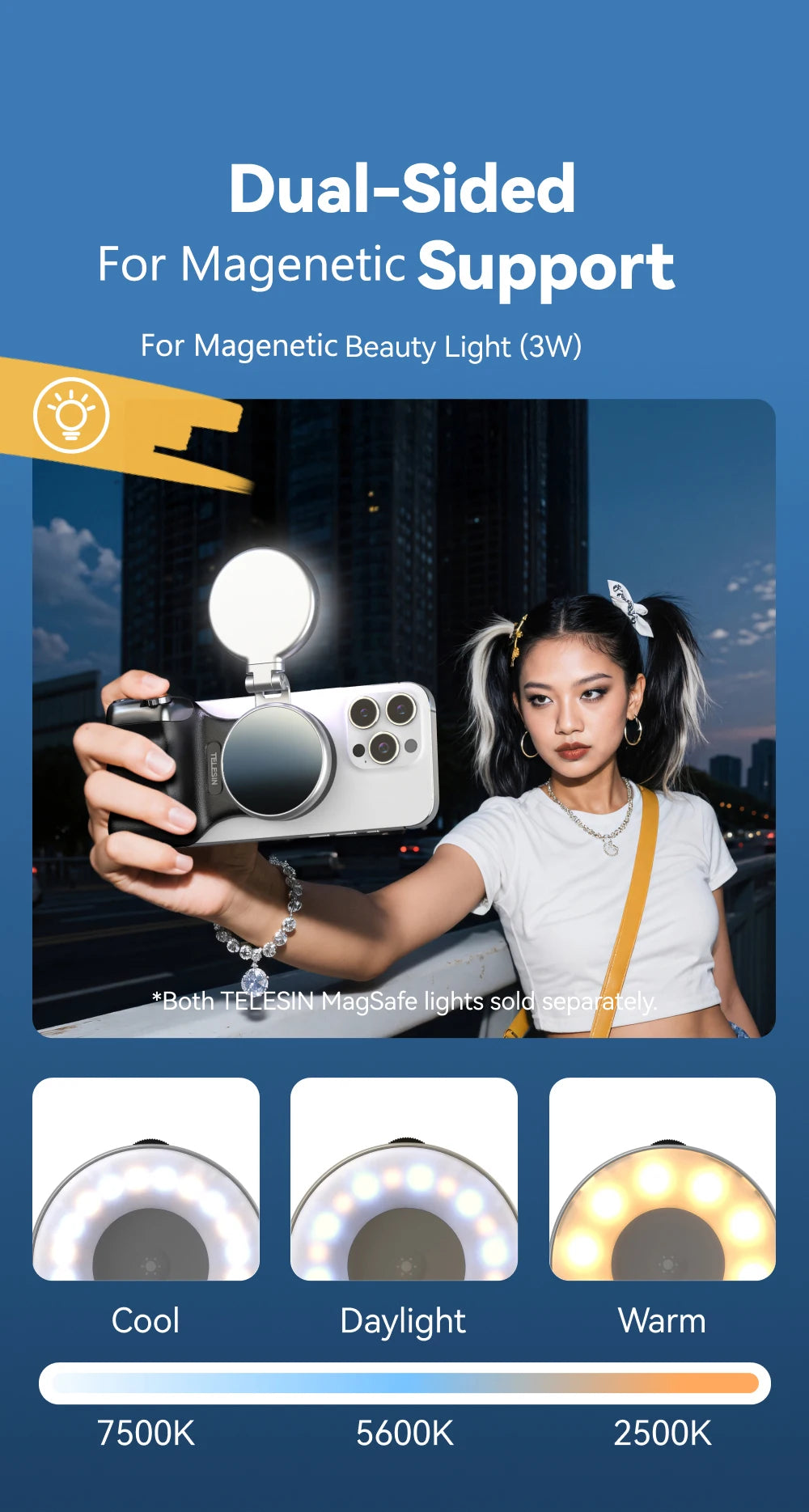 TELESIN Magnetic Phone Camera Shoot Hand Grip Phone Holder Shooting Aid Remote Control Handle for Smart Phone iPhone Android