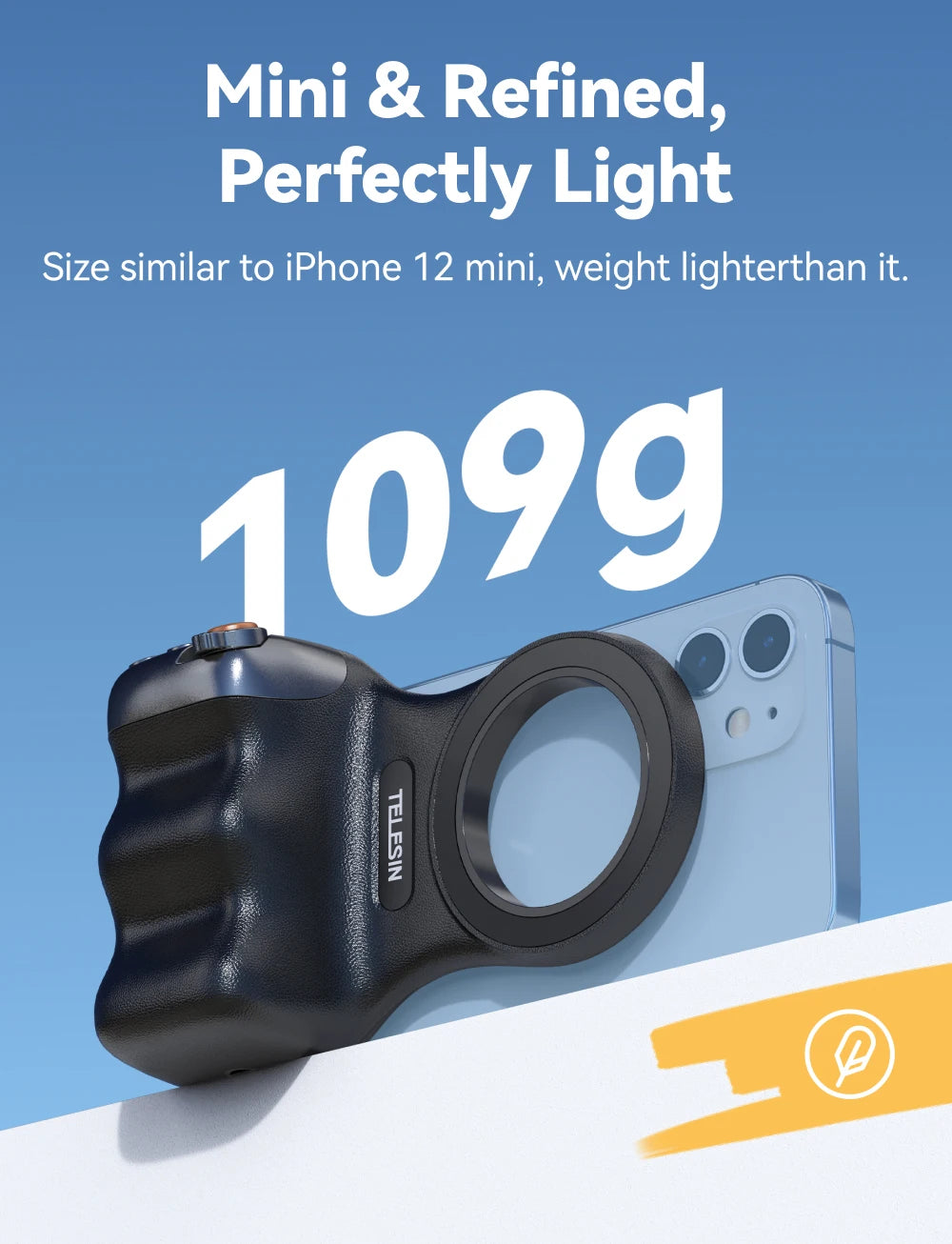TELESIN Magnetic Phone Camera Shoot Hand Grip Phone Holder Shooting Aid Remote Control Handle for Smart Phone iPhone Android
