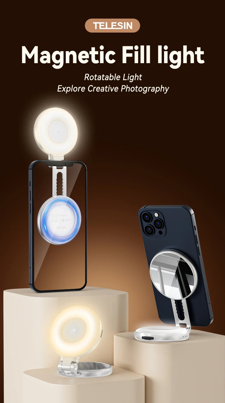 TELESIN Magnetic Phone Camera Shoot Hand Grip Phone Holder Shooting Aid Remote Control Handle for Smart Phone iPhone Android